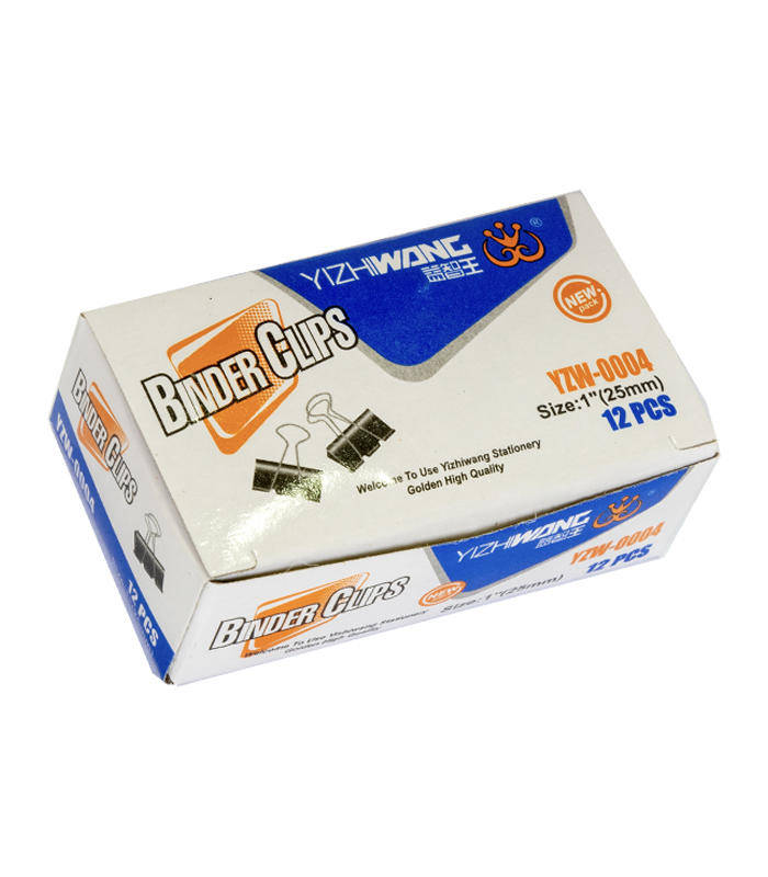 Зажим для бумаг 1,9 см, черный, 12 штук