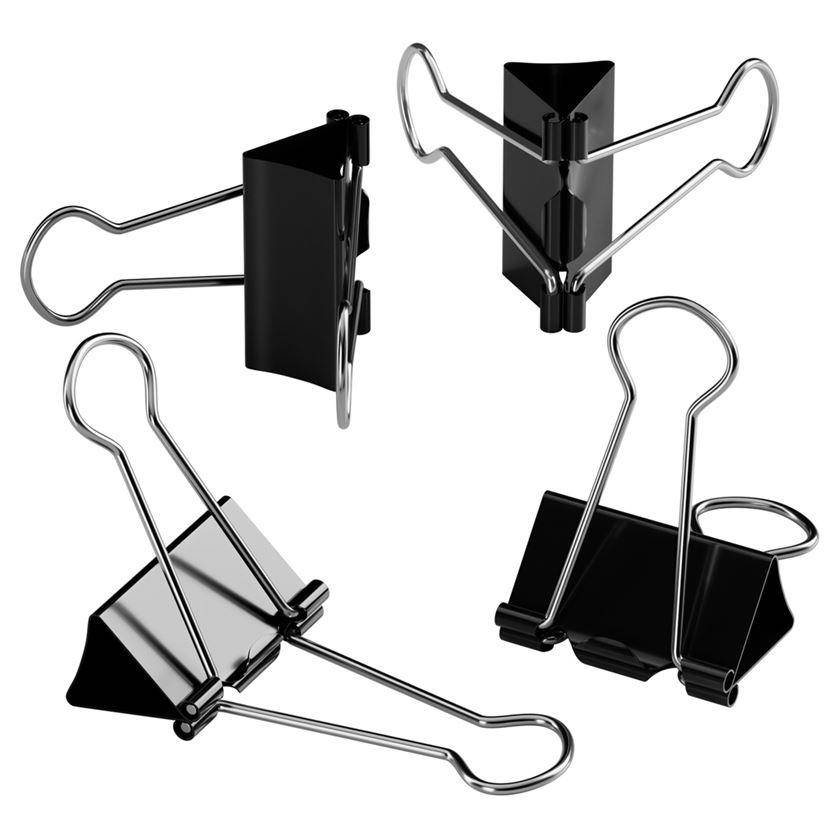 Зажим для бумаг 5,0 см, черный, 12 штук