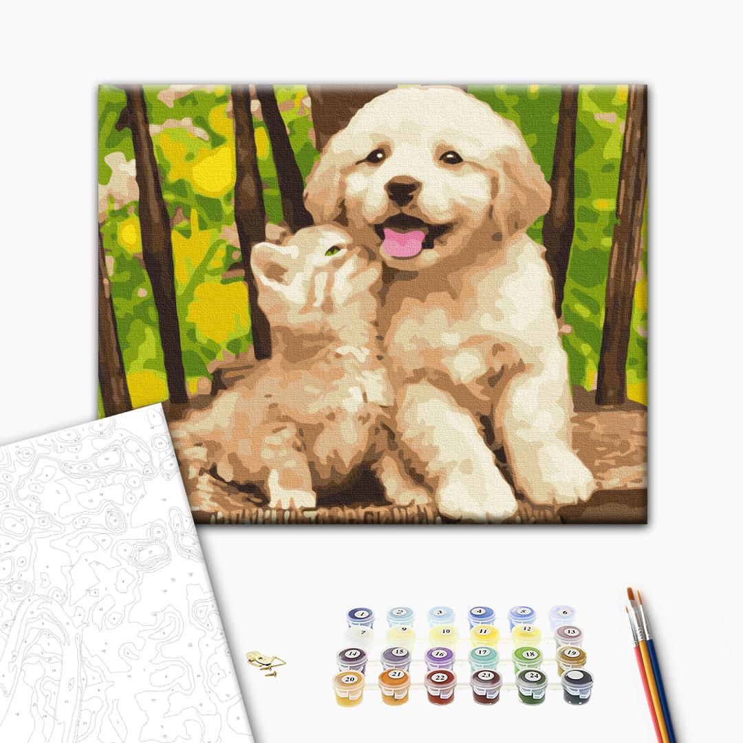 Картина по номерам 40x50см Brushme BS39280 Маленькие друзья в коробке