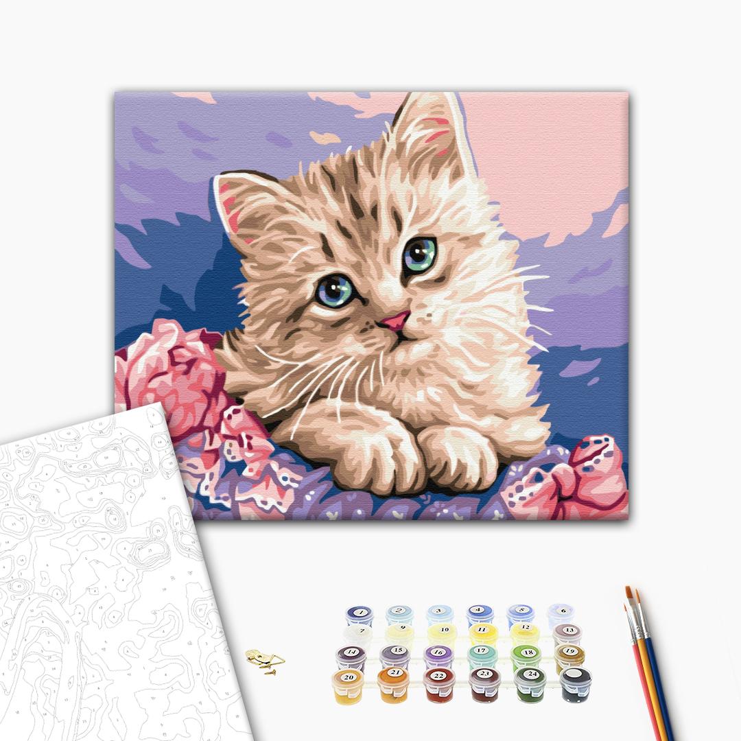 Картина по номерам 40x50см Brushme BS29696 Голубоглазый котёнок в коробке