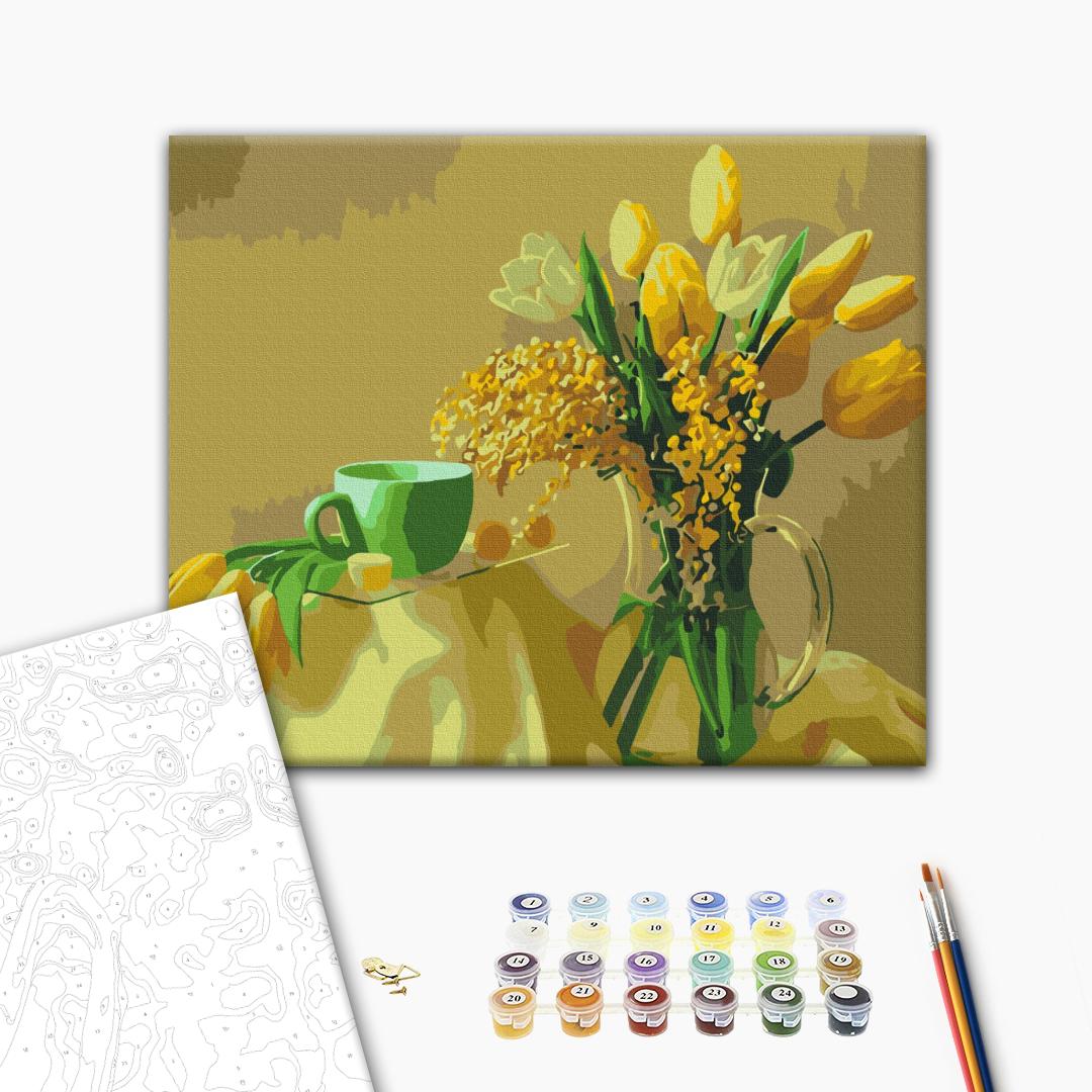 Картина по номерам 40x50см Brushme BS9245 Жёлтые тюльпаны в коробке