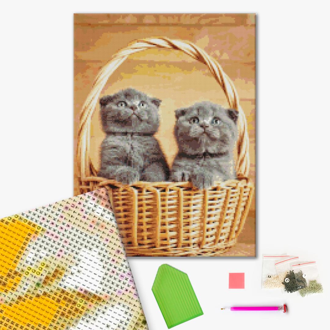 Мозаика алмазная 40x50см  Brushme DBS1099 Британские котята в корзине