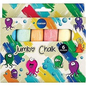 Creta pentru tabla Centrum 82426 JUMBO colorata, rotunda, 6 bucati