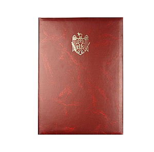 Mapa pentru semnare, cu stema RM, A4, bordo