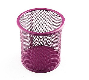 Suport pentru pixuri 802, rotund, metalic, plasa, violet