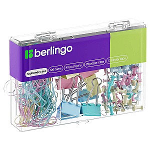 Set accesorii mici pentru birou Berlingo MCN12000E, 120 piese, pastel