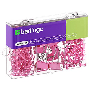 Set accesorii mici pentru birou Berlingo MCN12000C, 120 piese, roz