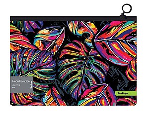 Mapa cu fermoar Berlingo ZBnA4081 Neon Paradise A4 180 mkm, cu desen