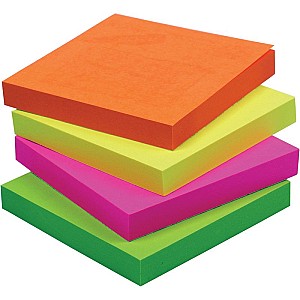 Hartie pentru notite cu lipici 76x76 mm, 4 culorix100foi