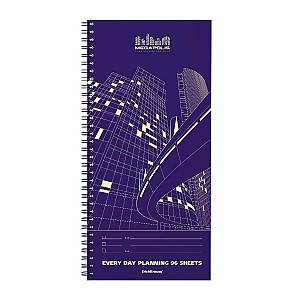 Planner saptaminal Megapolis nedatat, 135x290mm, 96 foi, 44409, albastru