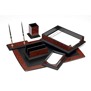 Set de masa FOROFIS 91040 WOOD 7 elemente, cafeniu, imitatie piele