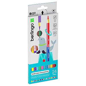Creioane colorate Berlingo SSD0124, triunghiulare, duble, 12 bucati , 24 culori