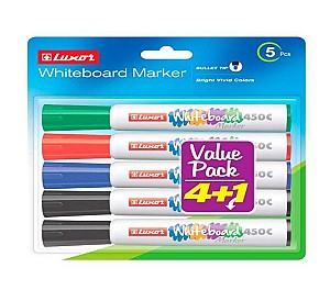 Set markere Whiteboard LUXOR 450-3650F, 4 culori, 5 bucati