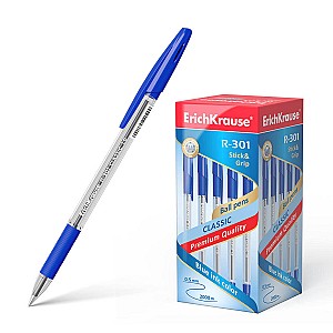 Pix cu bila ErichKrause 39527 R-301 Classic StickGrip, 1,0 mm, albastru