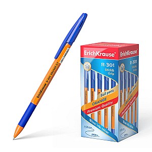 Pix cu bila ErichKrause 39531 R-301 Orange StickGrip, 0,7 mm, albastru