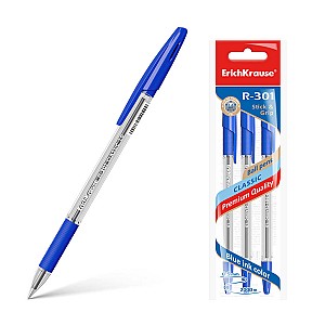 Set pixuri cu bila ErichKrause 42747 R-301 Stick&Grip Classic, 1,0 mm, 3 bucati
