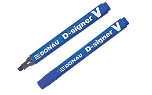 Marker permanent Donau 7370001-10PL, 1-4mm, albastru, virf tesit