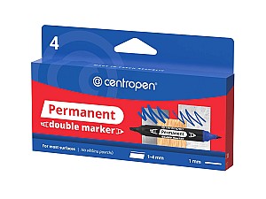 Набор маркеров перманентных Centropen 1666, 1,1-4 мм, 2 сторонний, 4 цвета