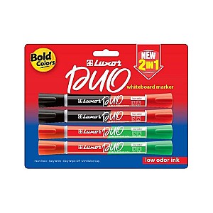 Set markere Whiteboard Luxor Duo 33000, 8 culori, 4 bucati