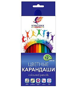 Карандаши цветные Классика, шестигранные, 12 цветов