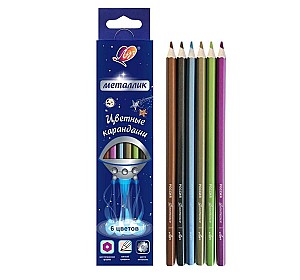 Creioane colorate LUCI 6 culori Metallic hexagonale