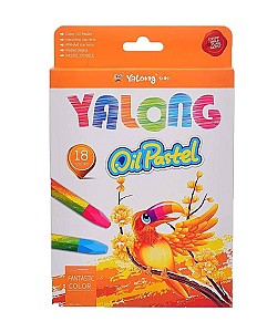 Карандаши восковые Yalong 95086-18, шестигранные, 18 цветов