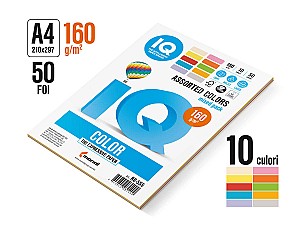 Бумага цветная IQ COLOR A4 Mix RB-555 (160 гр/м2, 10цв. х 5л.)