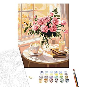 Pictura pe numere 40x50cm Brushme BS54287 Natura statica de dimineata, fara cutie