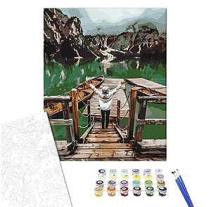 Pictura pe numere 40x50cm Brushme  BS52566 Calatoare pe lacul Braes, in cutie