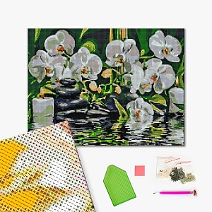 Mozaic cu diamante 40x50cm Brushme DBS1002 Linistea orhideei