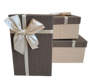 Set cutie pentru cadou HH03449, 3 bucati, cafeniu deschis-inchis