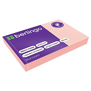 Hartie pentru notite cu lipici Berlingo HN7651SR, 76x51 mm 100 foi, roz