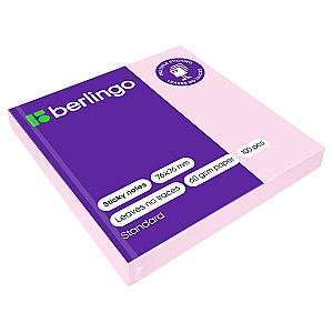 Hartie pentru notite cu lipici Berlingo HN7676SR, 76x76 mm 100 foi, roz
