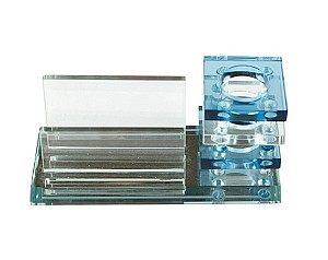 Set de masa 1744 sticla, transparent-albastru