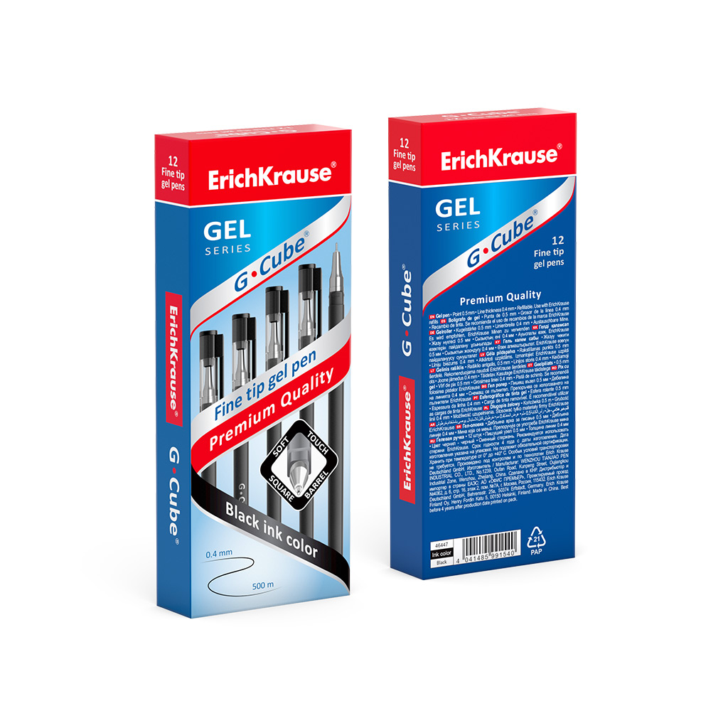 Ручка гелевая ErichKrause 46447 G-Cube Stick Classic, 0,5 мм, черная