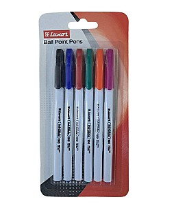 Set pixuri cu bila Luxor InkGlide 19100 White, 1,0 mm, 6 culori