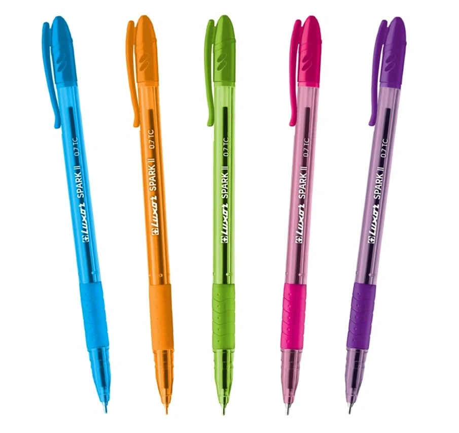 Set pixuri automat  5 buc. LUXOR Sprint Grip Neon 1240T, 0.7 mm, albastru