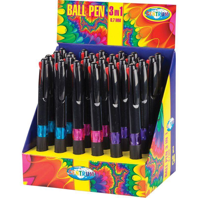 Ручка шариковая с механизмом 3 in 1, 80524, 0.7 мм, 3 цветов