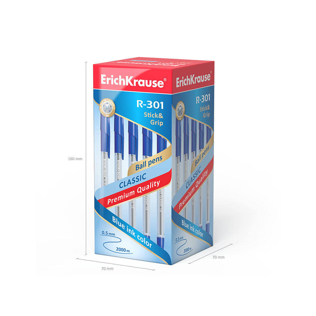 Ручка шариковая ErichKrause 39527 R-301 Classic StickGrip, 1,0 мм, синяя