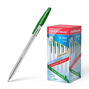 Ручка шариковая ErichKrause 43187 R-301 Classic, 1,0 мм, зеленая