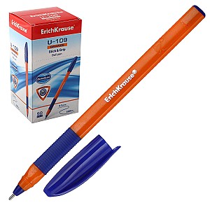 Ручка шариковая ErichKrause 47591 U-109 Stick&Grip Orange, 1.0 мм, синяя