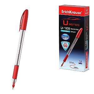 Ручка шариковая ErichKrause 53744 U-109  StickGrip Classic, 1.0 мм, красная