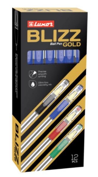 Ручка шариковая масляная LUXOR Blizz Gold 26404, 0.5 мм, грип, зеленая