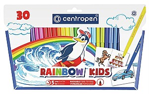 Set carioci Centropen 7550 Rainbow Kids, 30 culori