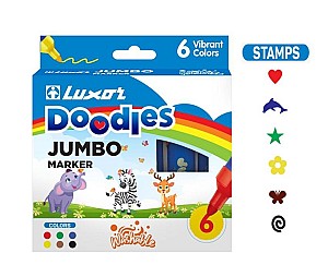 Set carioci LUXOR 6170 JUMBO STAMPER 6 culori