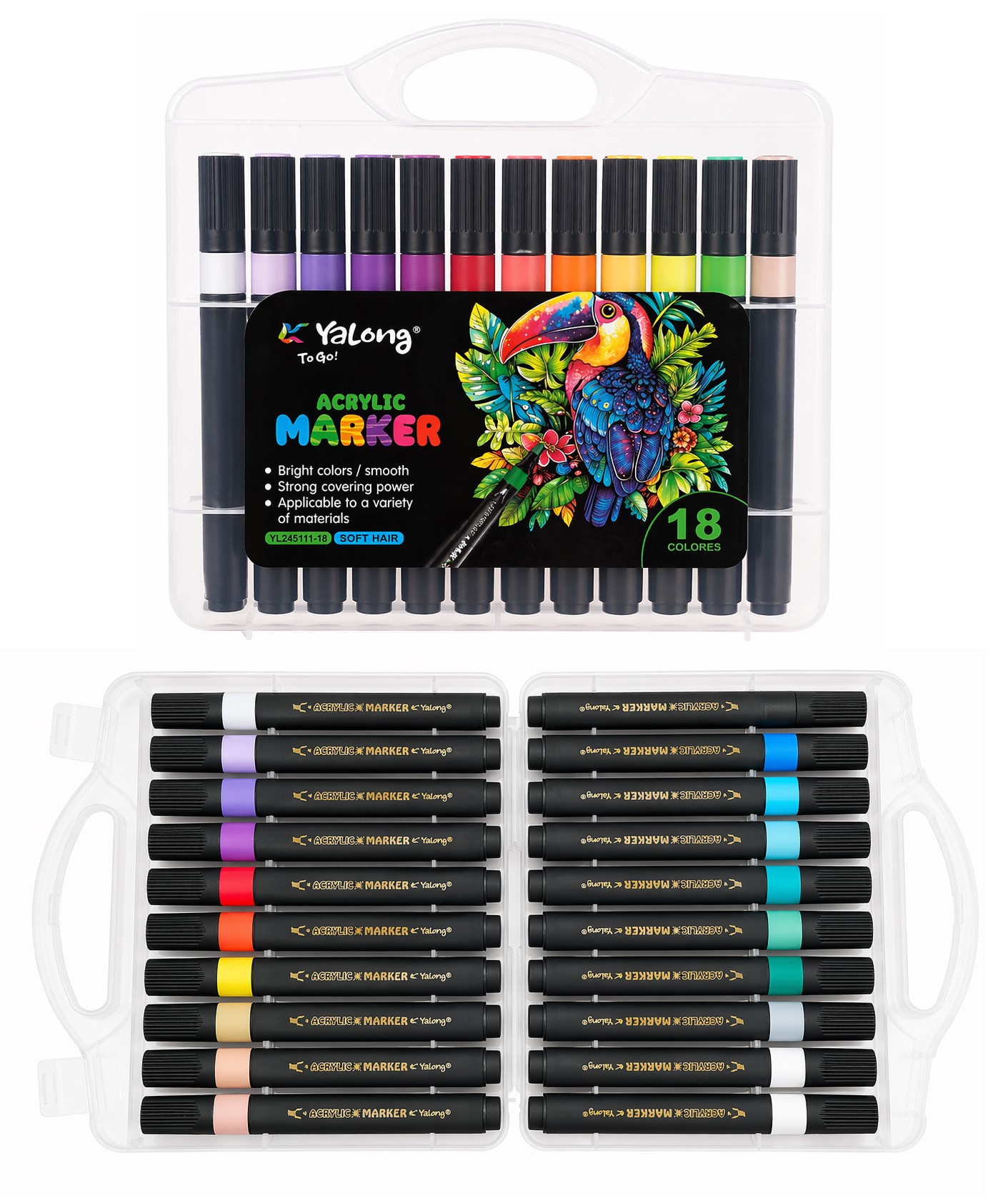 Набор фломастеров акрил 18 цв. Yalong 245111-18YL