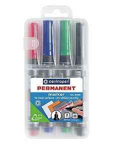 Set markere permanent Centropen 8566, 2,5mm, 4 culori