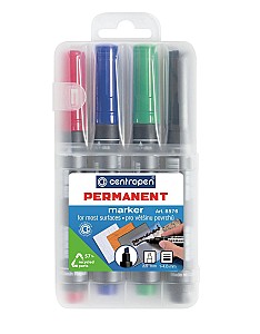Set markere permanent Centropen 8576, 1-4, 6mm, 4 culori, virf tesit