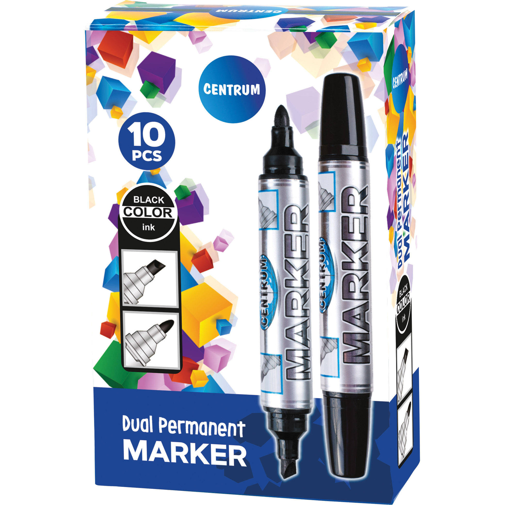 Маркер перманентный Centrum 84120 3-1,5 мм, 2 сторонний, черный