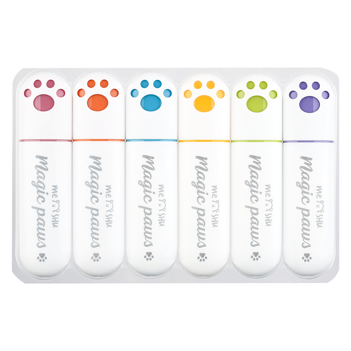 Set marker text  6 culori 65931 MESHU Cute Paws, pastel, varf 1-5mm